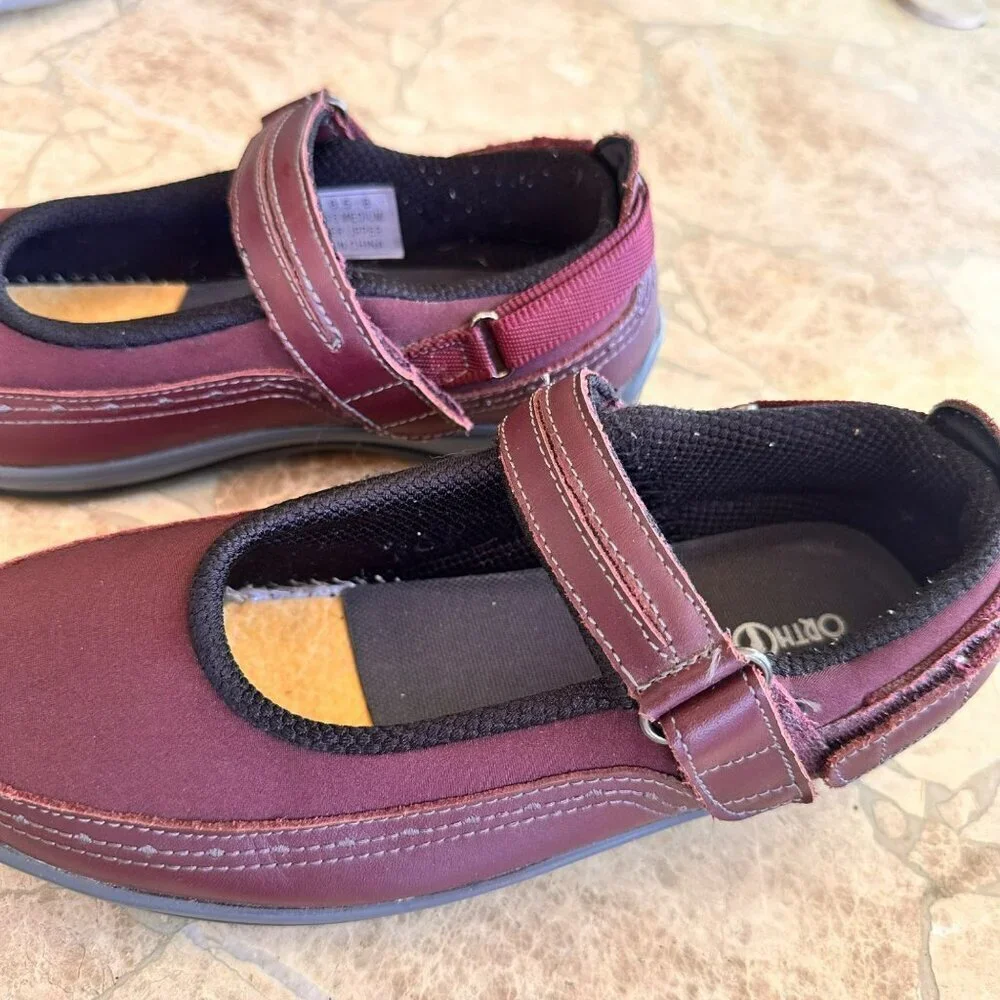 OrthoFeet Mary Jane Shoe Women 6.5 B WIDE Heel Strap Comfort Ergonomic Diabetic‎
